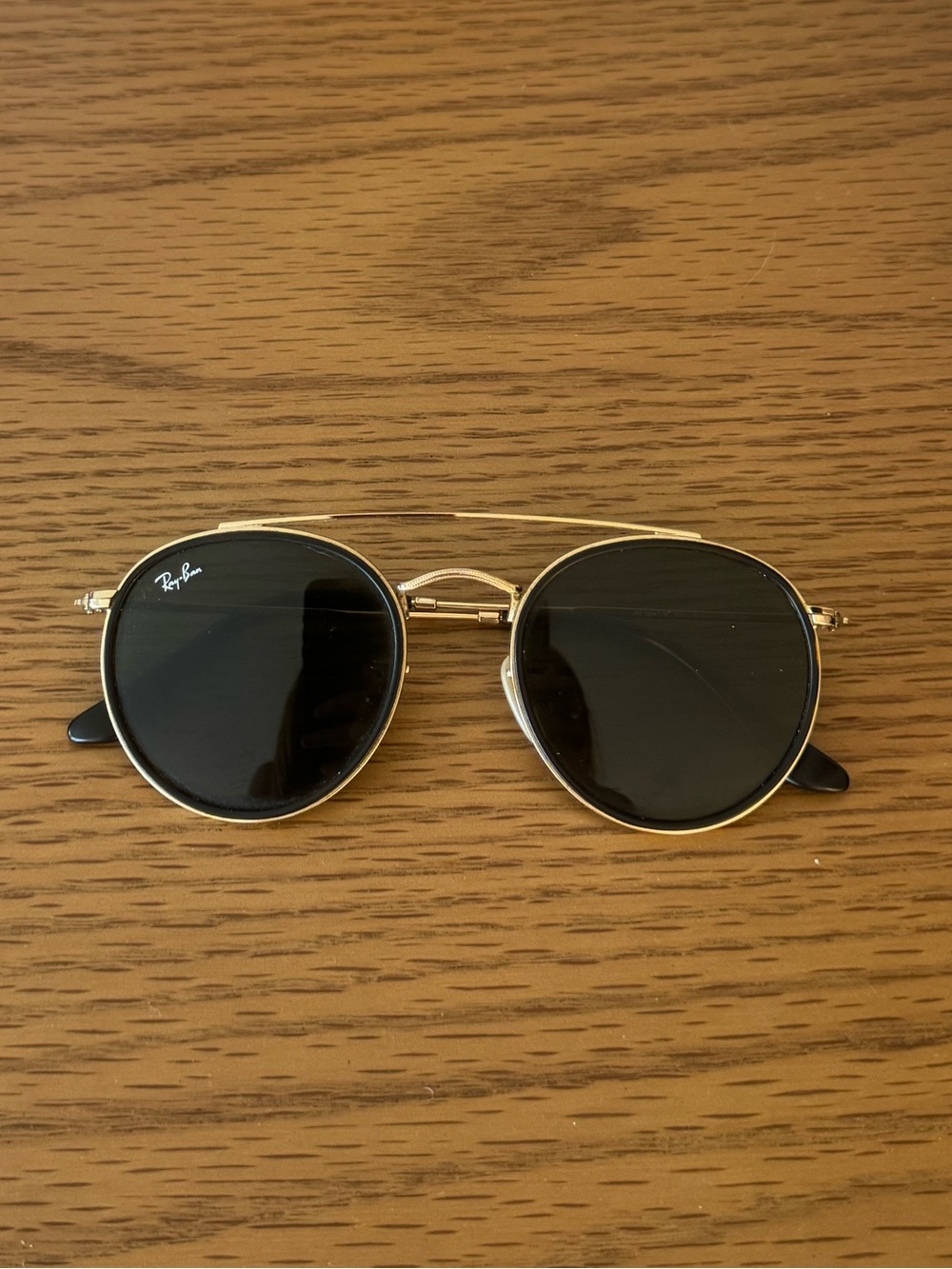 Ray-Ban Gold Frame Sunglasses with Black Lenses